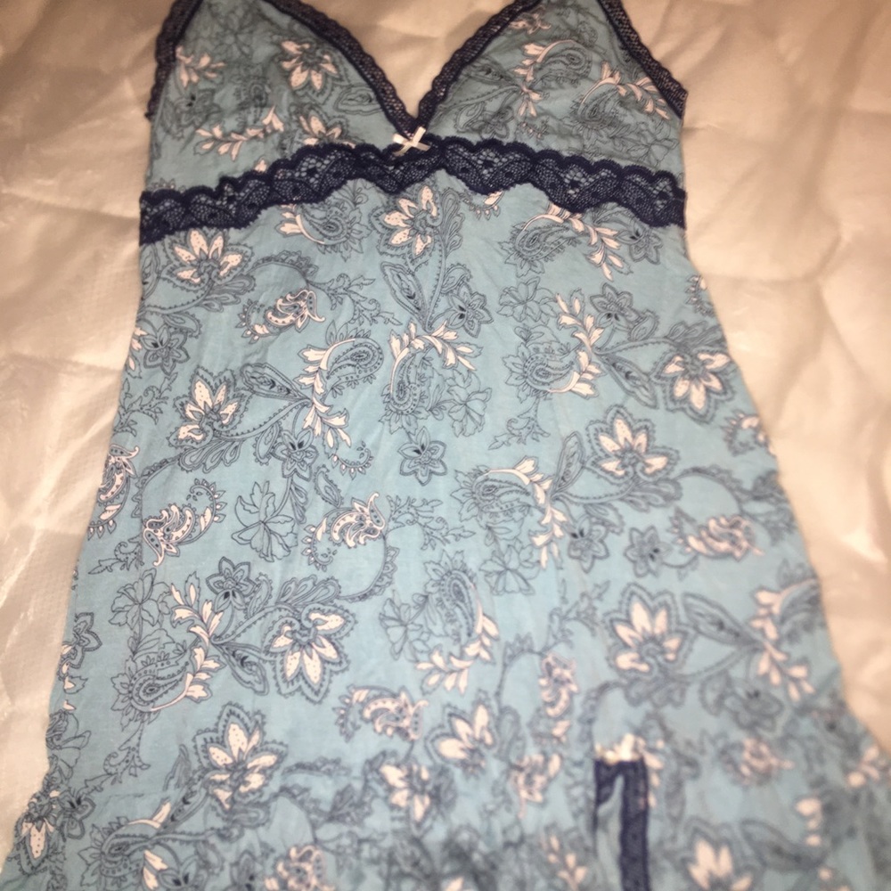 Blue silk dress